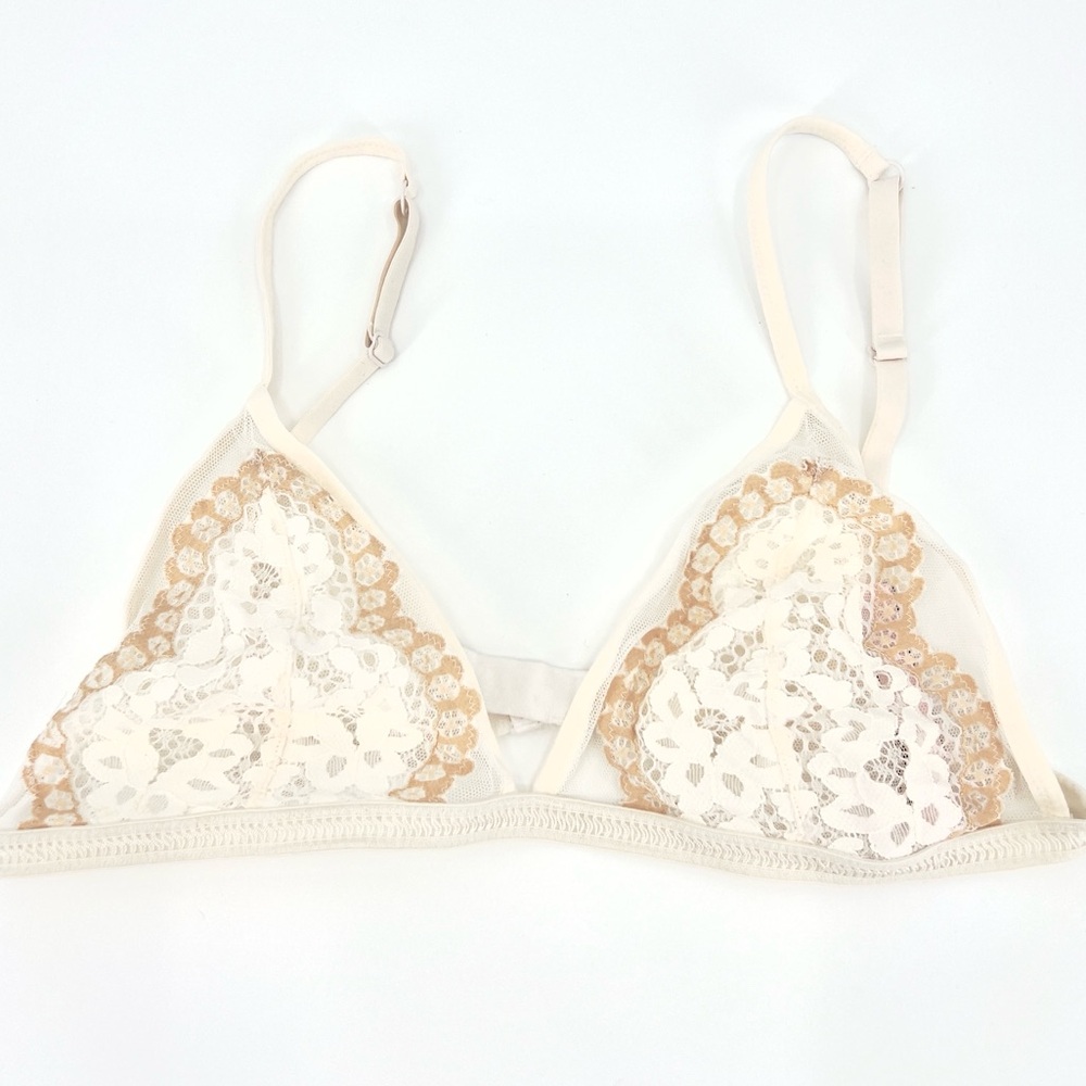 Victoria's Secret Cream and Tan Lace Bralette